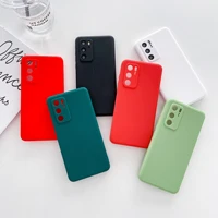 liquid silicone straight edge phone case for samsung galaxy a50 a31 a30s a30 a20 s11 s20 note10 plus pure color protection cover