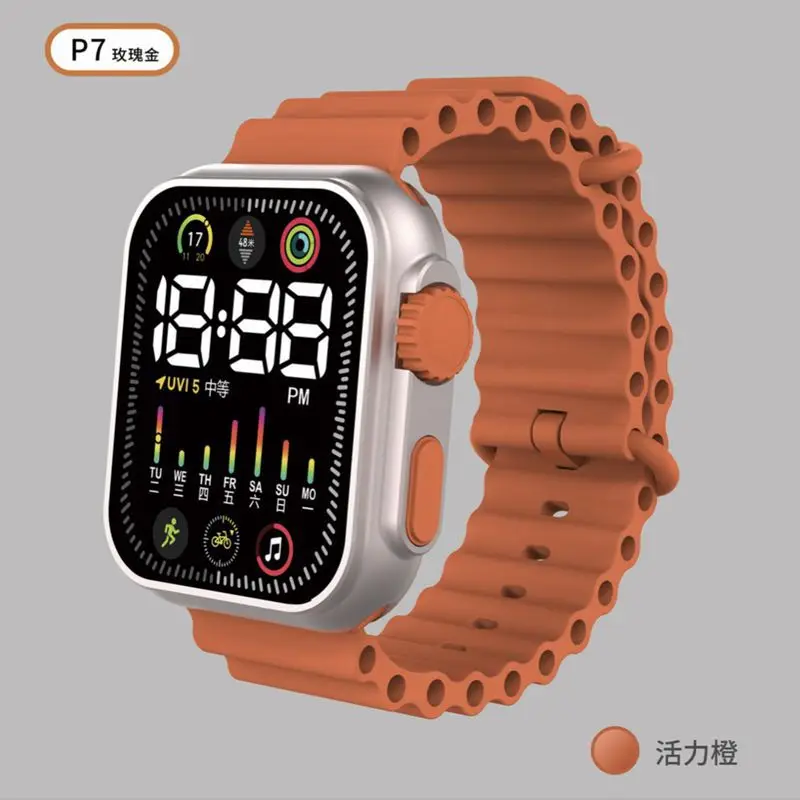 

Часы светодиодные электронные для мужчин и женщин, модные водонепроницаемые спортивные, с двумя кнопками, еженедельные, квадратные