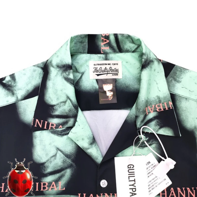 Full Men's Portrait Printing Streetwear Wacko Maria Men Women Shirt Hawaii High Quality Casual T-Shirt
