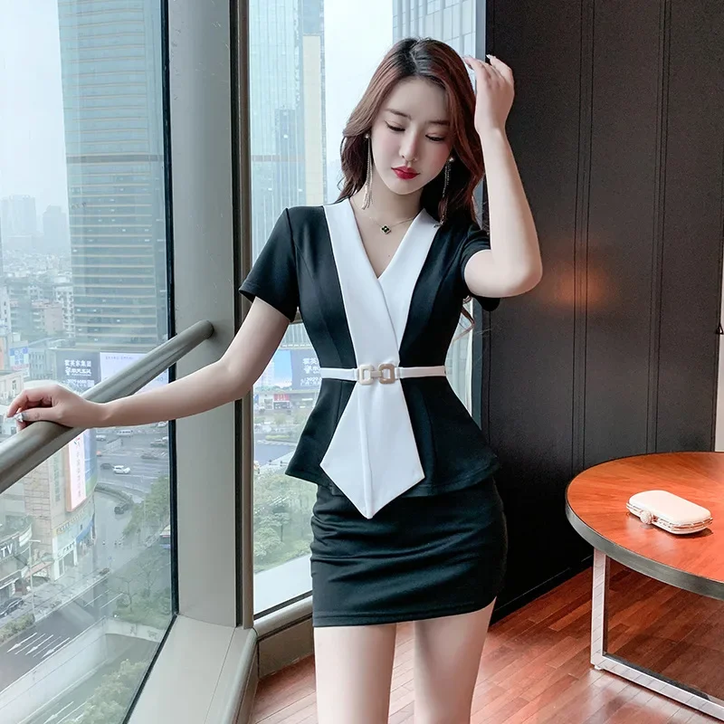 Женская рабочая одежда рубашка костюм с короткой юбкой для отеля официанта