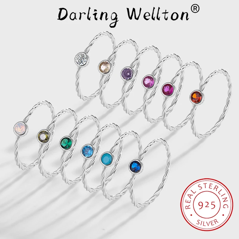 

NEW Classic Rainbow Collection 12 Star Sign Full Of Diamond Couple Rings For Women Original Sterling Silver Round Gift Jewelry