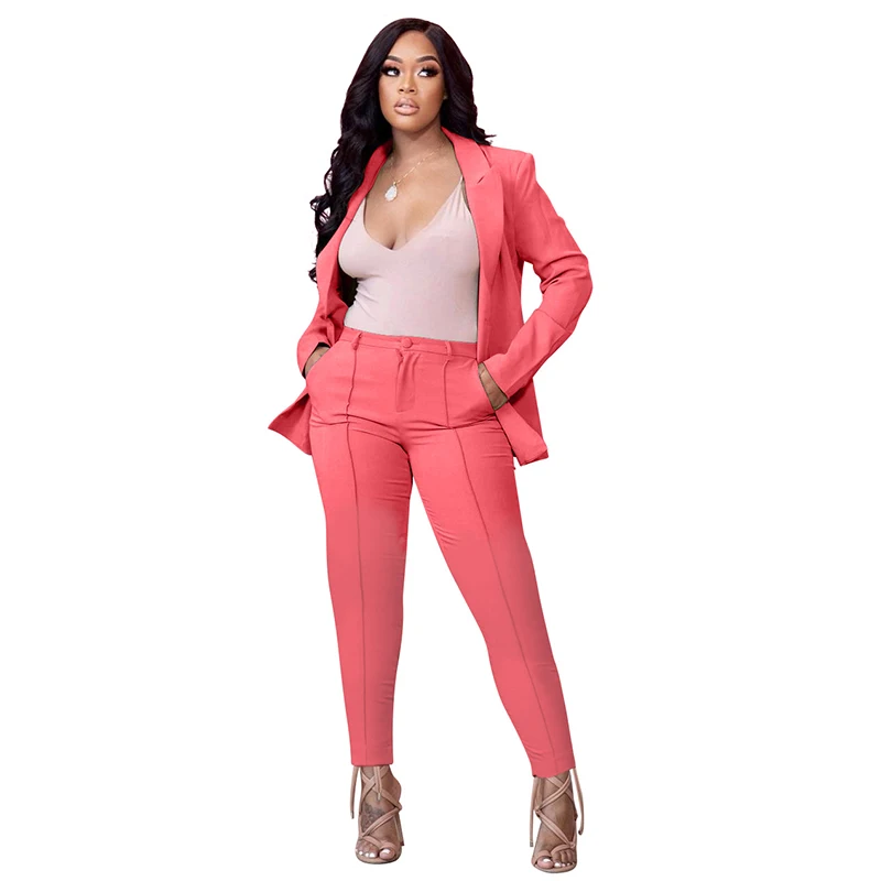 

Office Suits Women Blazer Trousers Two Pieces Sets Casual Female Suits Fashion Solid Color Elegant Pants Jacket Work Clothes