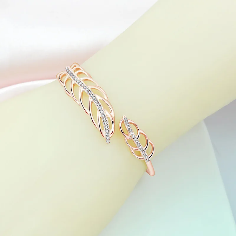 

925 Sterling Silver Leaf Bracelet for Women Graceful Online Influencer Fashion Colorful Silver Bracelet Elegant Jewelry 2022 New