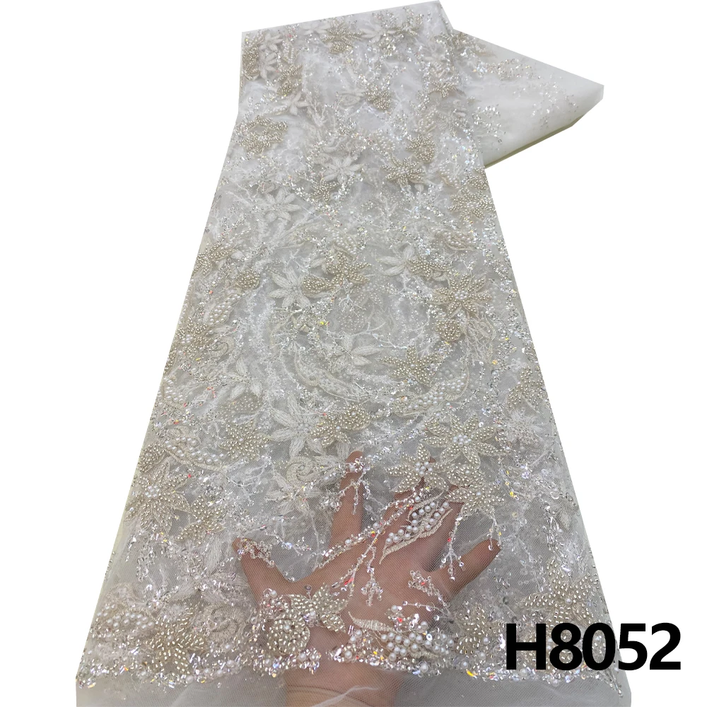 

Latest Gorgeous Gold African Handmade Beads Laces Fabrics Luxury Nigerian Sequins Mesh Lace Fabric For Party Dress