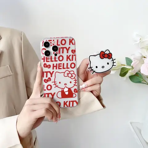 Забавный чехол Hello Kitty с держателем для Xiaomi Redmi 9 10 11 12 13 A C Note 7 8 9 10 11 12 13 S Pro