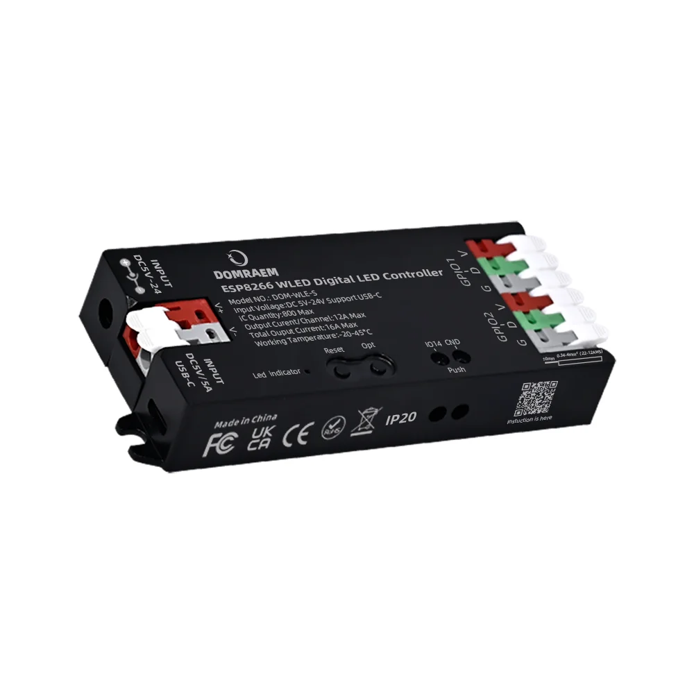 

DOMRAEM DOM-WLE-S ESP8266 RGB-контроллер светодиодных лент