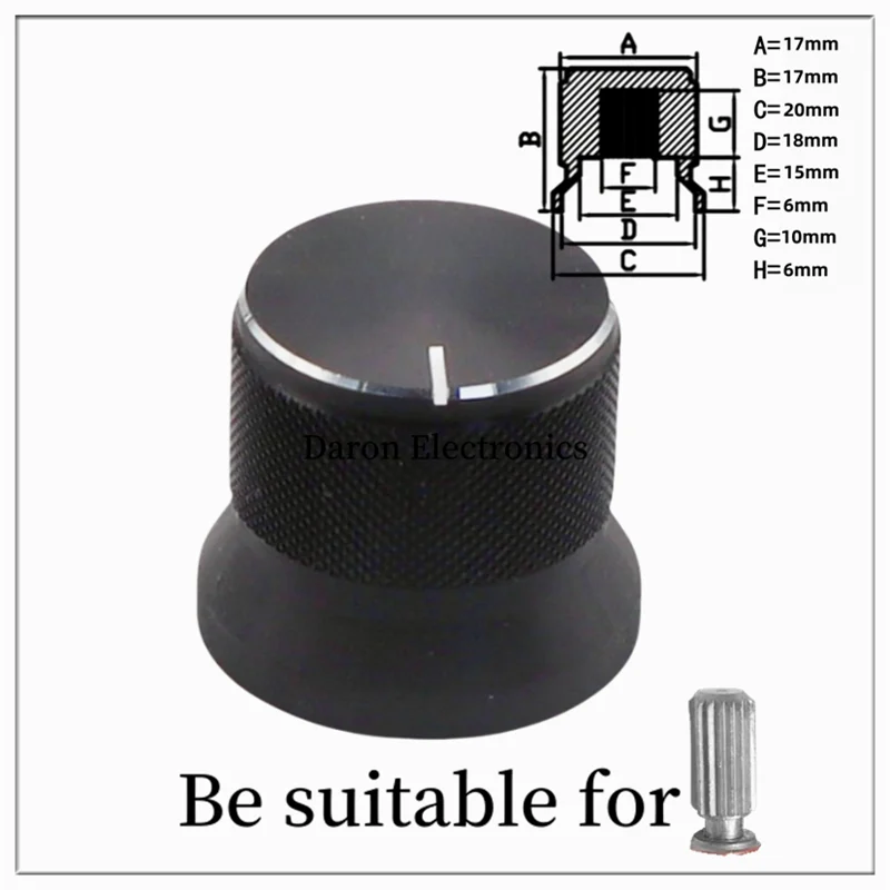 

Color aluminum alloy knob cap 20*17 mesh potentiometer knob cap Audio equipment rotary adjustment cap plum/half-shaft 6mm