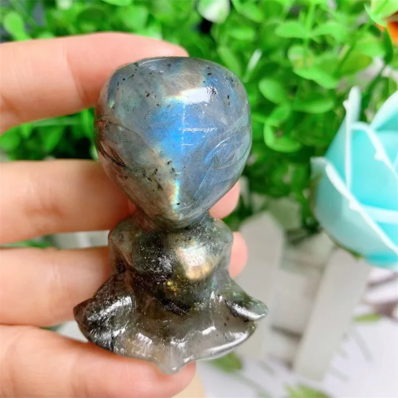 

5,5 см натуральный кристалл Инопланетянин, ручная работа, милые Мультяшные ремесла, рождественские подарки, украшения для дома, 1 шт.