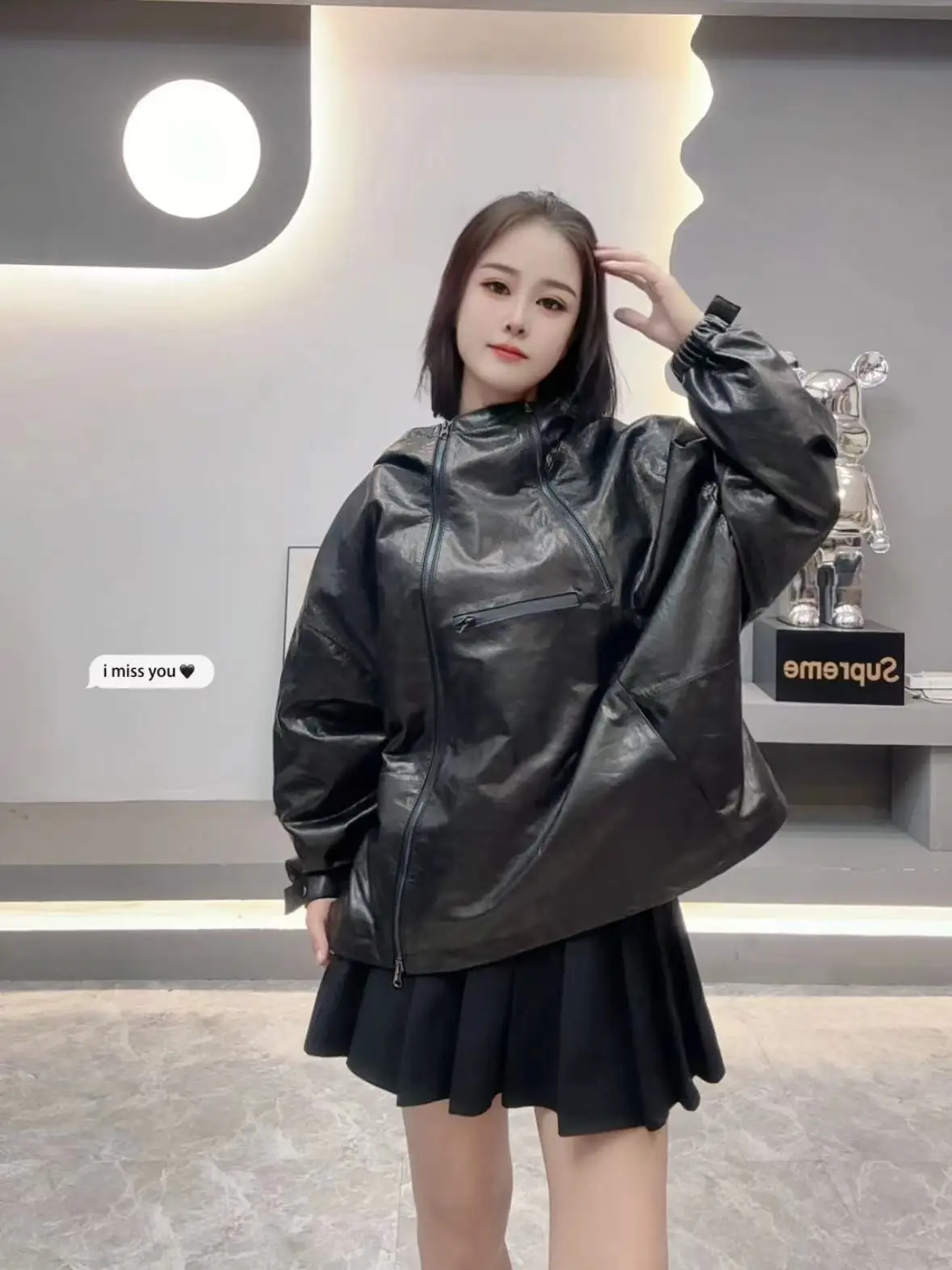 Европейские товары 2024 осенняя новая мода кожаное пальто с капюшоном верхняя