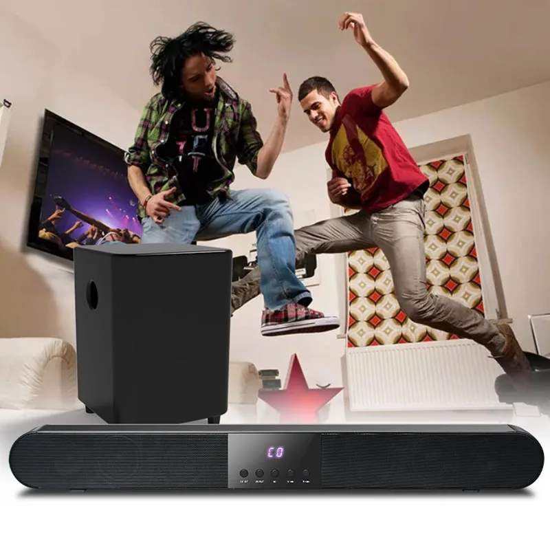 

Home Theater Bluetooth Speaker Echo Wall TV Soundbar Dual Wireless Microphone K Song Soundbox Combination Subwoofer Music Center