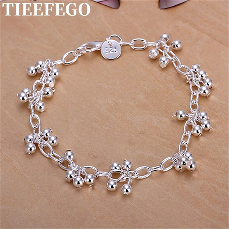 Купи TIEEFEGO Beautiful 925 Silver Bracelets Nice For Wedding Women Chain Bracelet Charm Beads Fashion Gorgeous Jewelry Wholesale за 200 рублей в магазине AliExpress