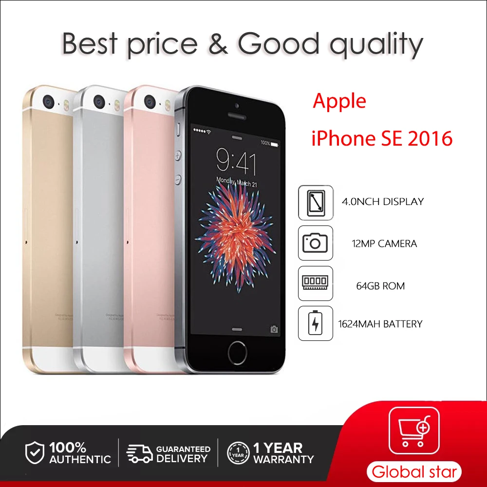 

Original Used unlock Apple iPhone SE 2016 Dual-core Ios 9 16/32/64/128GB ROM 12MP Fingerprint Smartphone