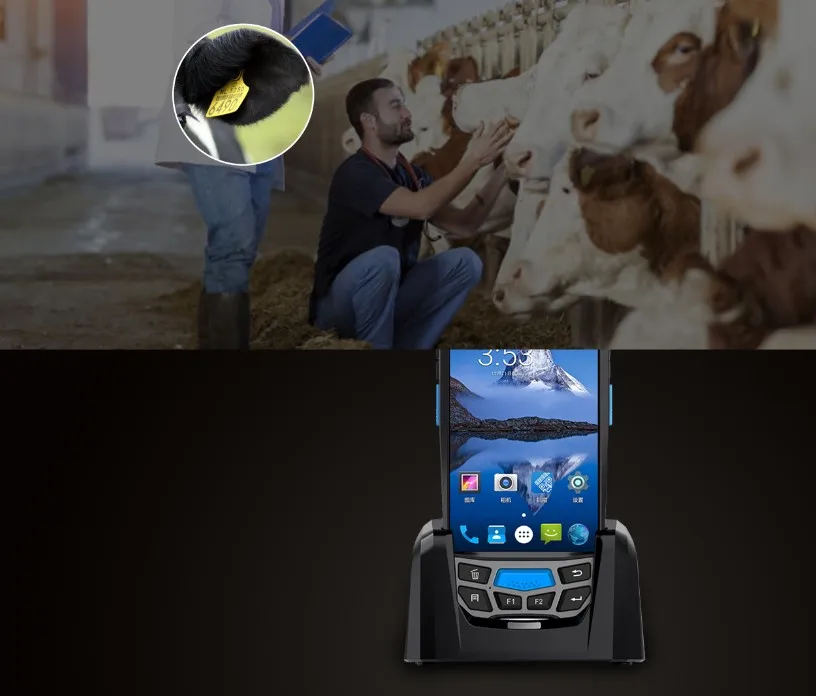Фото Сканер штрих-кодов BloveDream 1D 2D QR и RFID (LF 134.2 кГц) для Android, портативный считыватель для ушных бирок крупного рогатого скота, домашних животных, овец, коз, свиней №3