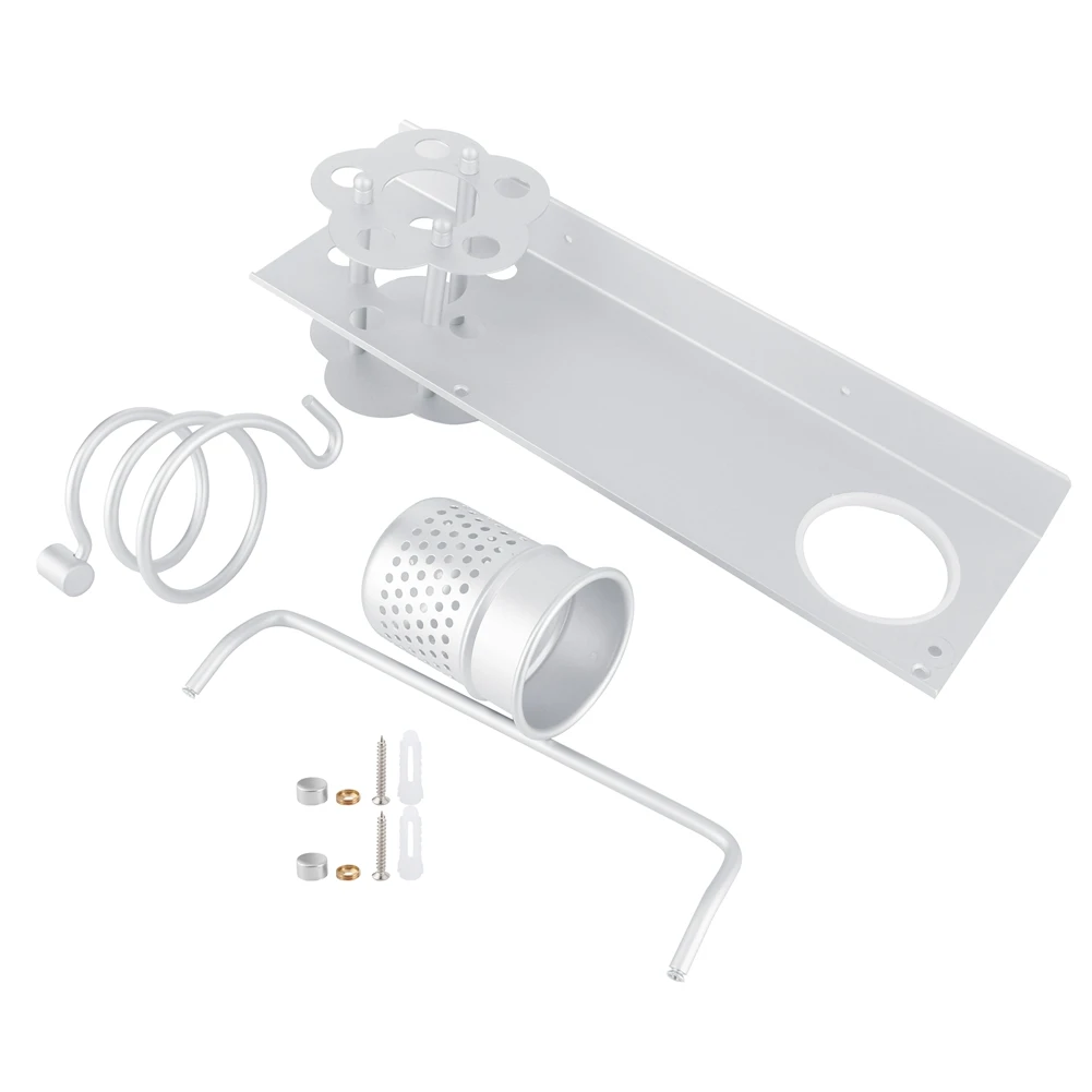 

Space Aluminum Wall Mounted Bathroom Storage Shelf Towel Rack Tissue Box Set Accessories