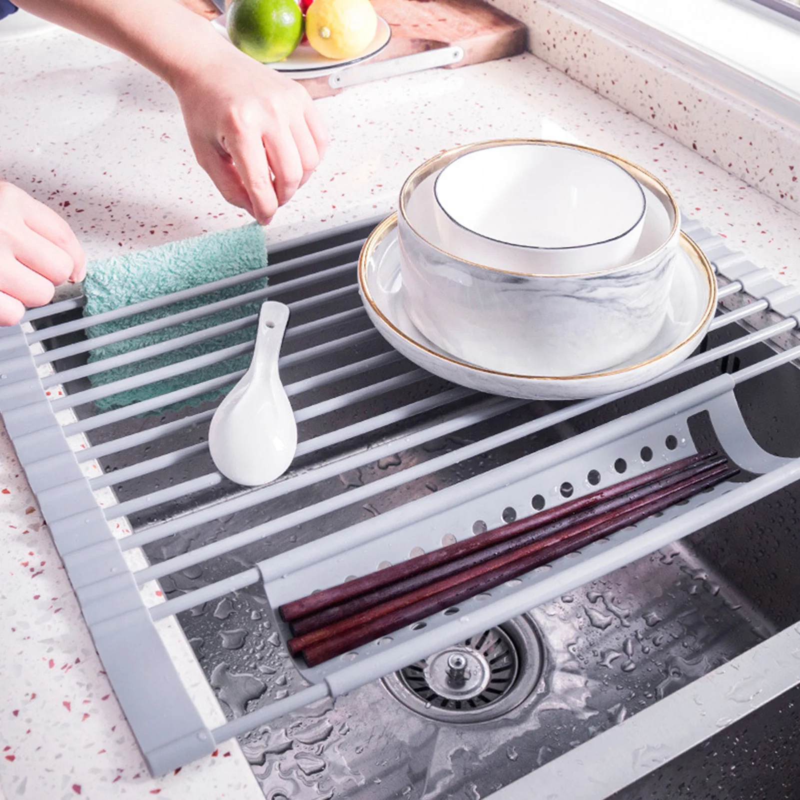 

Silicone Drain Rack For Kitchen Sink Foldable Dish Drying Rack Above Sink Storage Organizer Shelf Kitchen Sink Holder Organizer