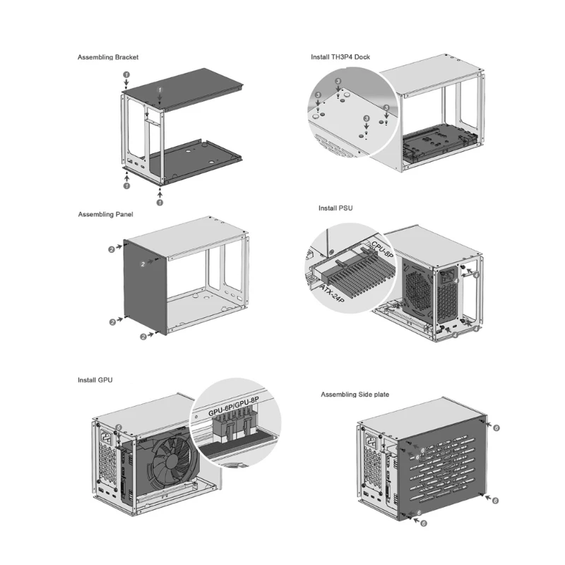 Корпус для ПК с поддержкой питания установки док-станции графическим