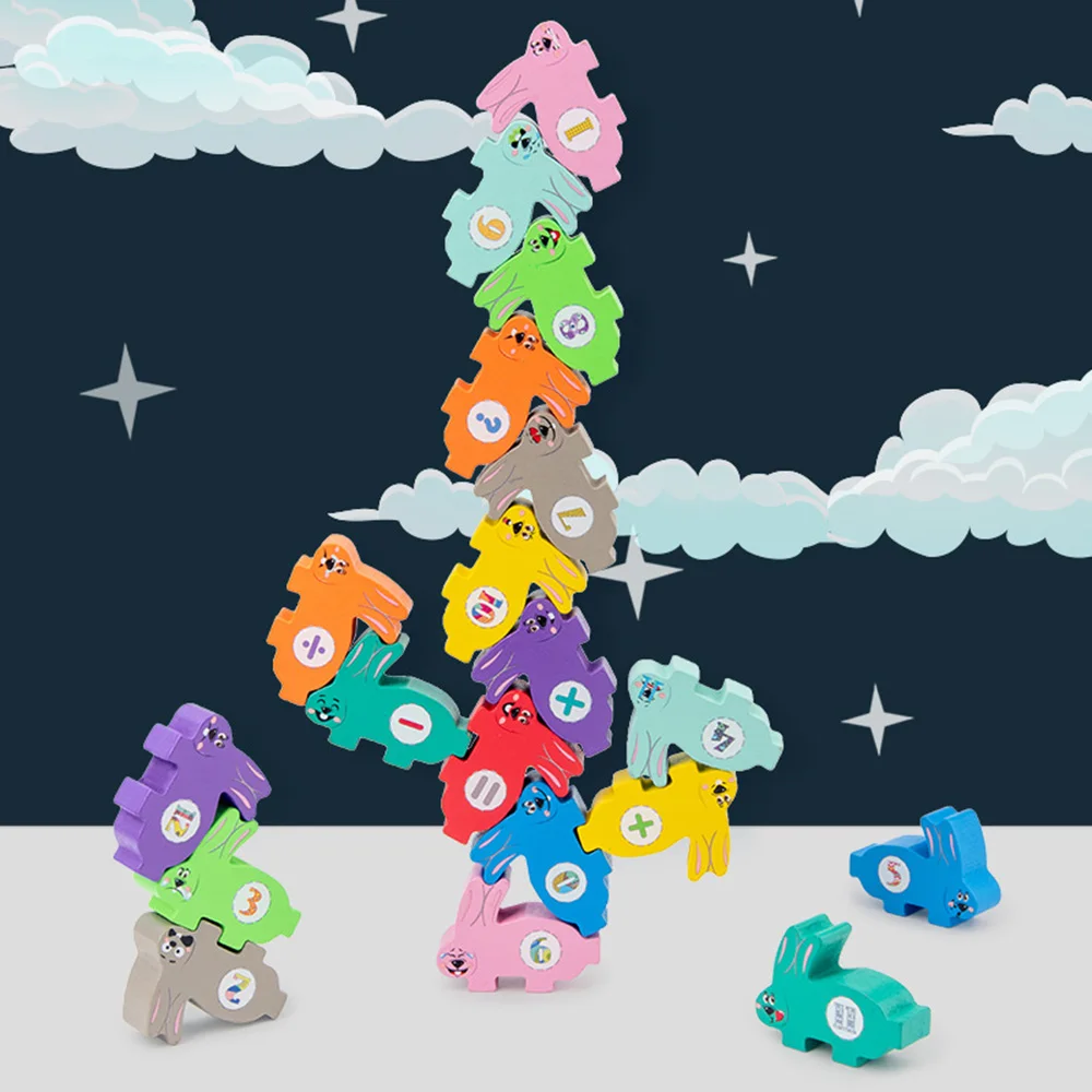 

Children‘s Puzzle Rabbit Arithmetic Building Blocks Parent-child Interaction Balance Stacked High Desktop Game Toys