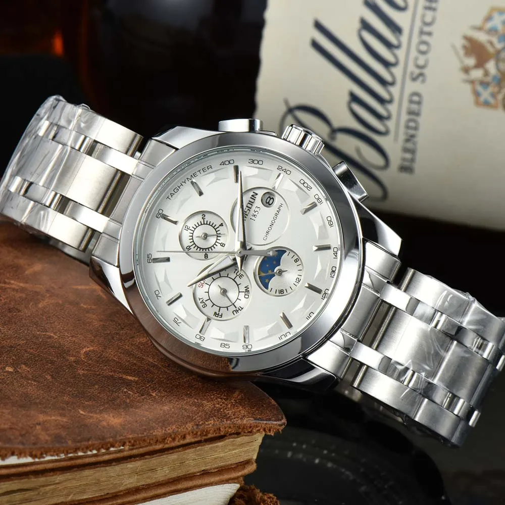 

New Original Brand Watches for Mens Multifunctional Full Stainless Steel Automatic Mechanical Watch New Moon Phase AAA Clocks
