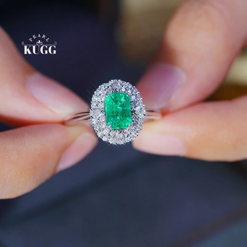 KUGG 100% 18K кольца из белого золота Роскошные блестящие дизайнерские настоящие