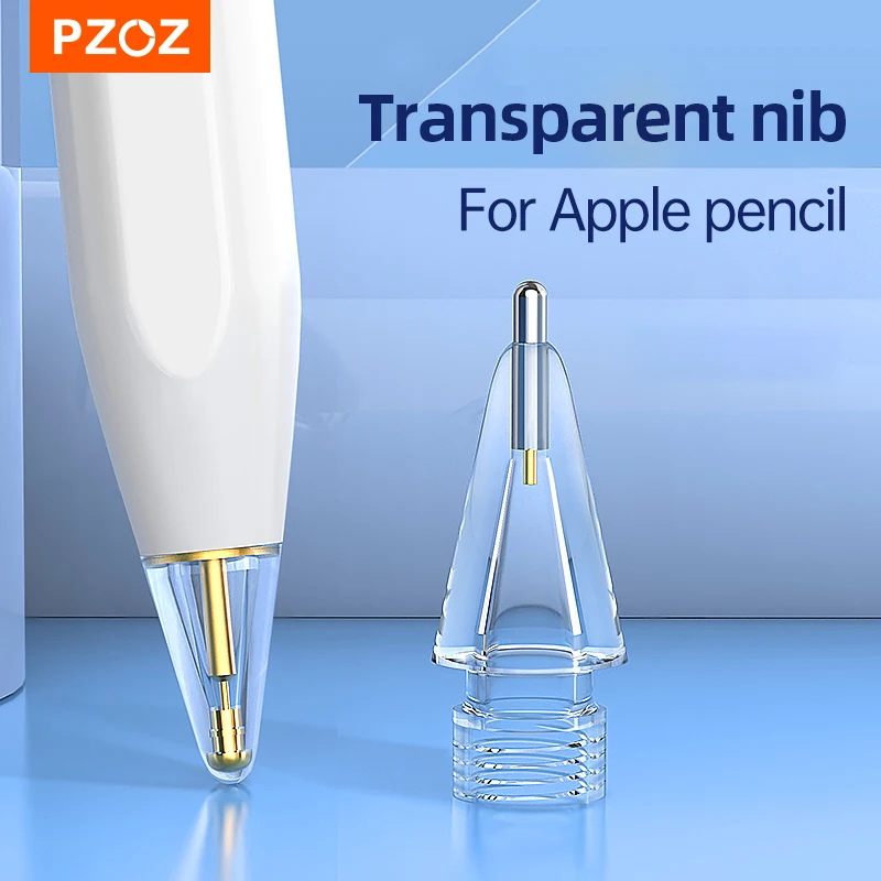 PZOZ For Apple Pencil 1st 2nd iPad Stylus Metal Nib Tips Replacement Transparent Nib Double Layer Touchscreen Pen Replaces Nib