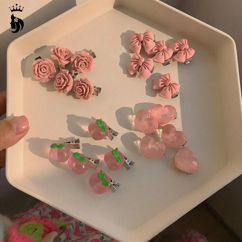 5 шт. милые заколки для волос с бабочками розовыми персиковыми цветами бантом