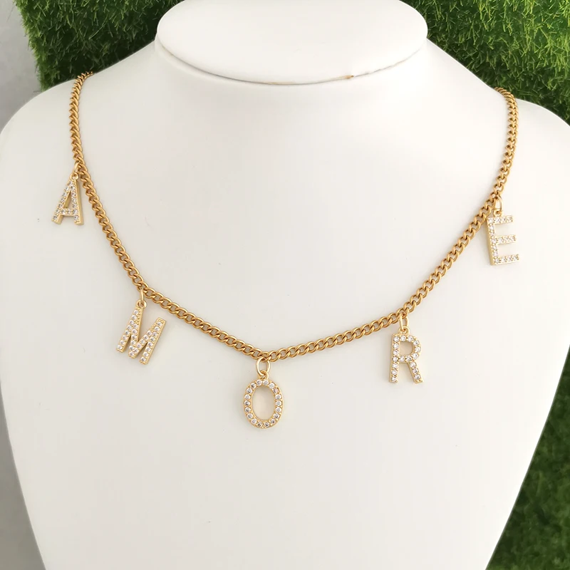 QMHJE первоначальное Очаровательное ожерелье с буквами для женщин и мужчин колье