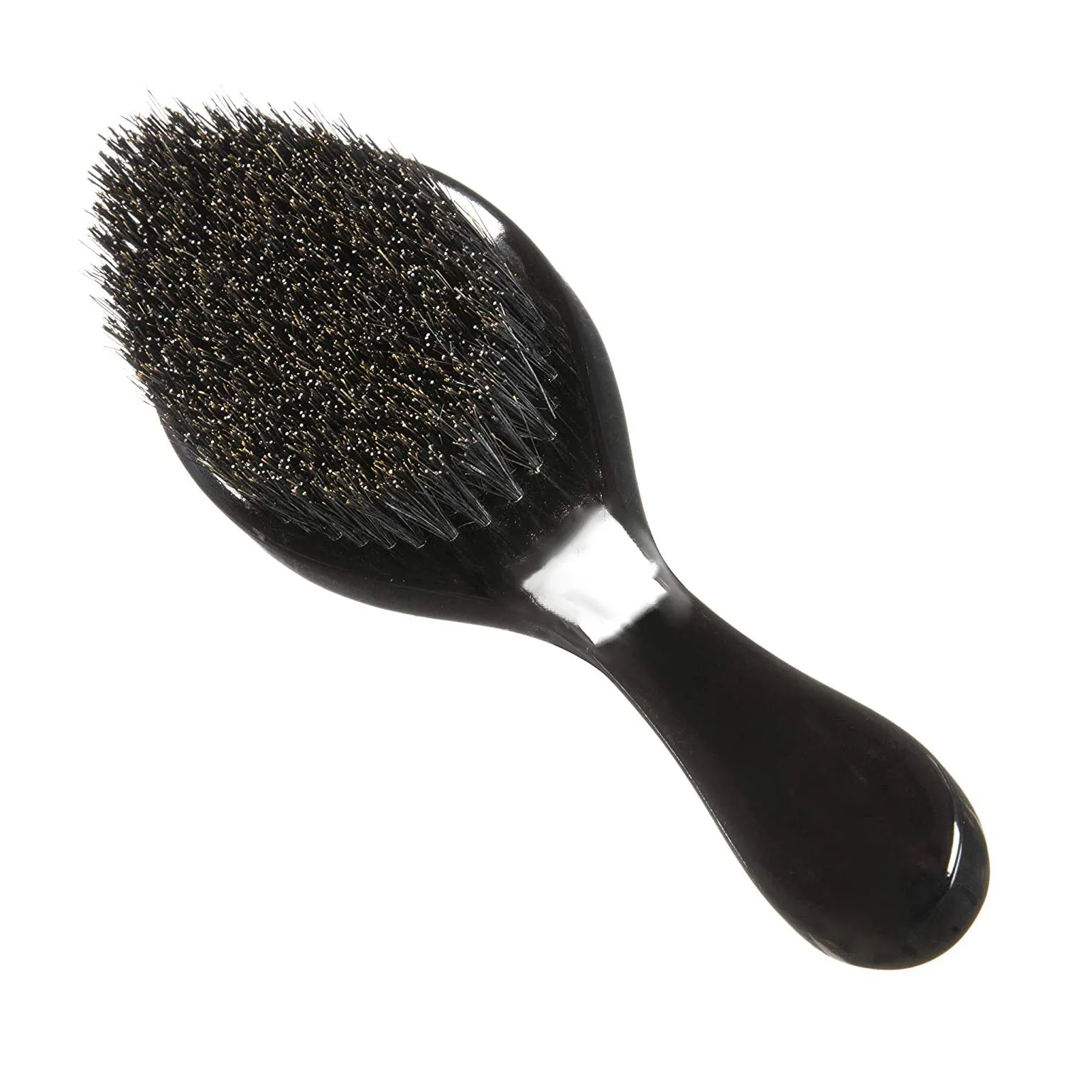 

Чёрная твердая и средняя афро-Мужская щетка для волос хорошего качества с изогнутой деревянной ручкой и щетиной кабана 360 волнистая щетка волнистые шапочки щетки для мужчин