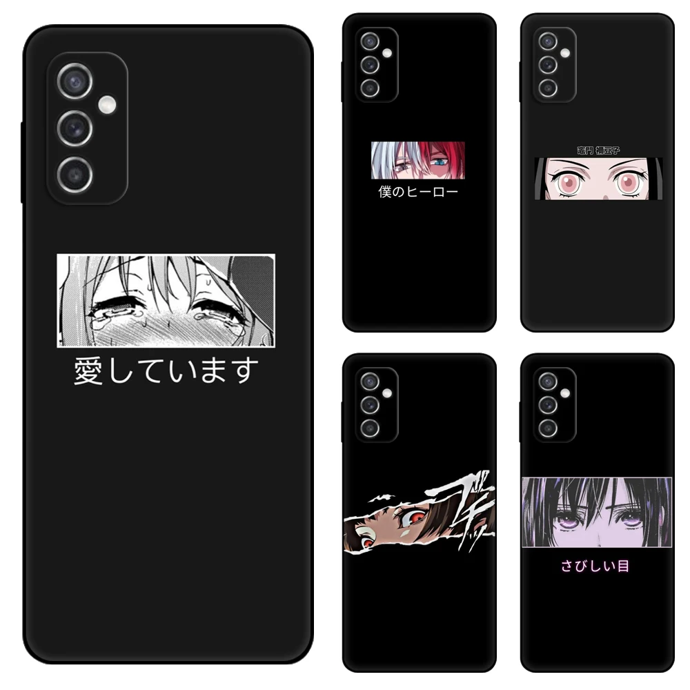 

Грустный японский аниме черный чехол из ТПУ для Samsung Galaxy F23 M12 M22 M23 M32 4G M52 5G M30S M21 A04s