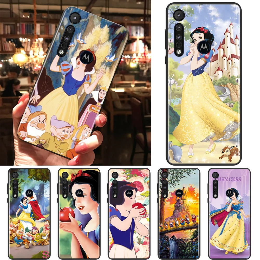 

Anime Pretty Snow White Case For Motorola G9 G8 E20 E7 E6 One Marco Hyper Fusion Power Lite Edge Plus Black Phone Cover Coque