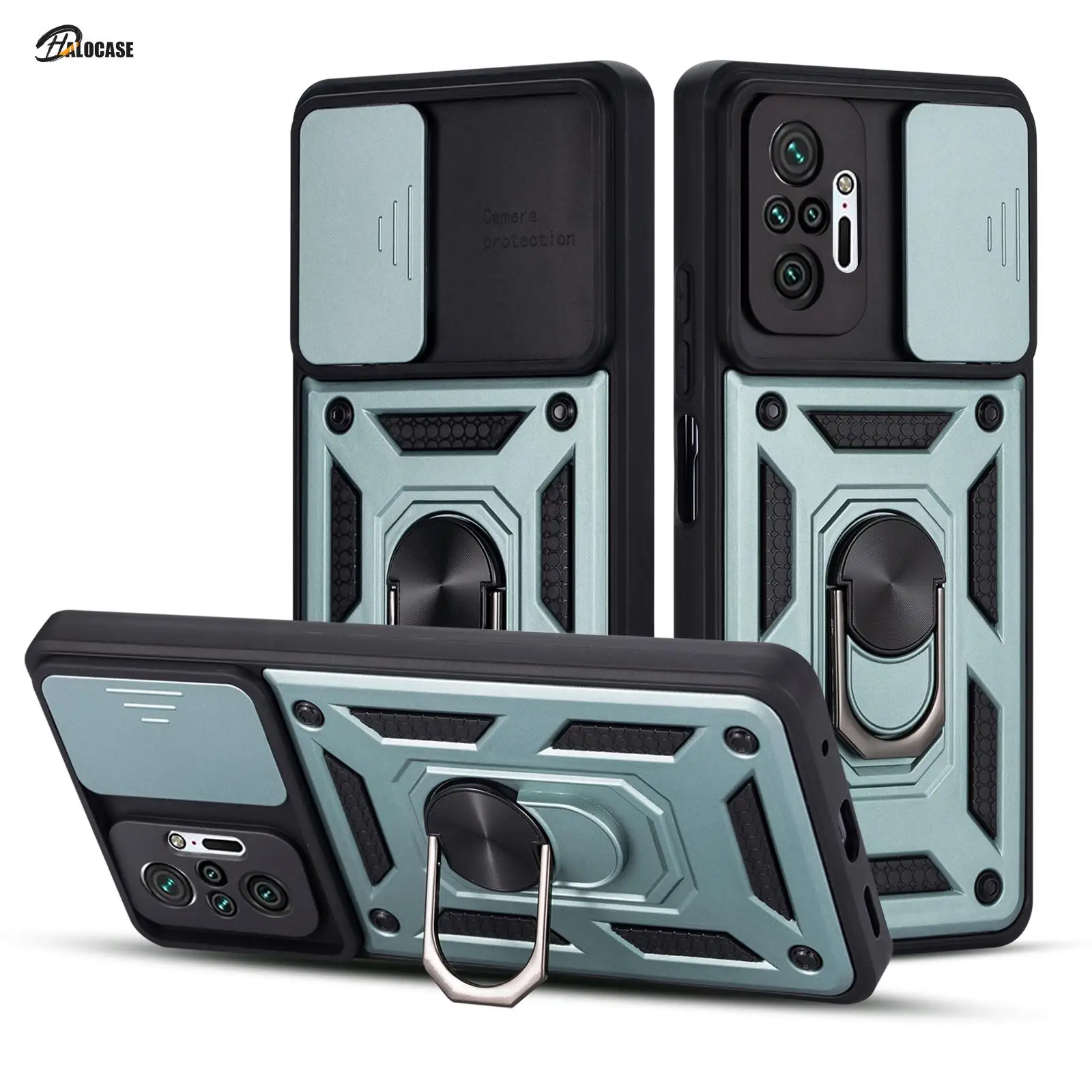 

Protection Fashion Shockproof Phone Case For Xiaomi Redmi Note 10 10S Pro Max 5G Rugged Armor Car Magnetic Ring Kickstand Cover