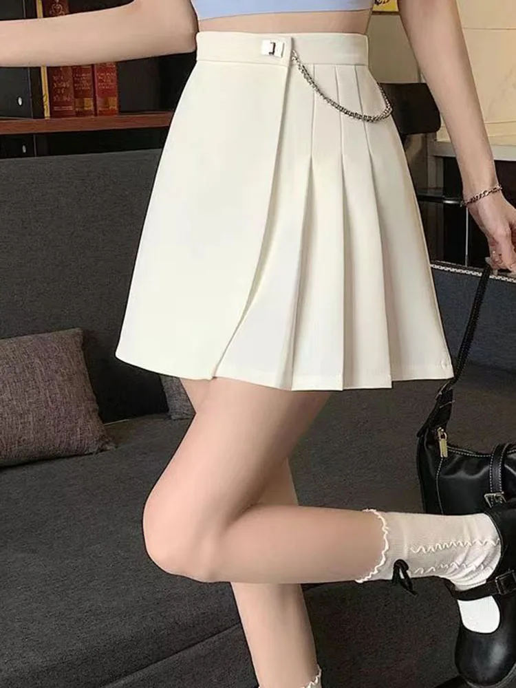 Плиссированная дизайнерская юбка с высокой талией Женская Повседневная