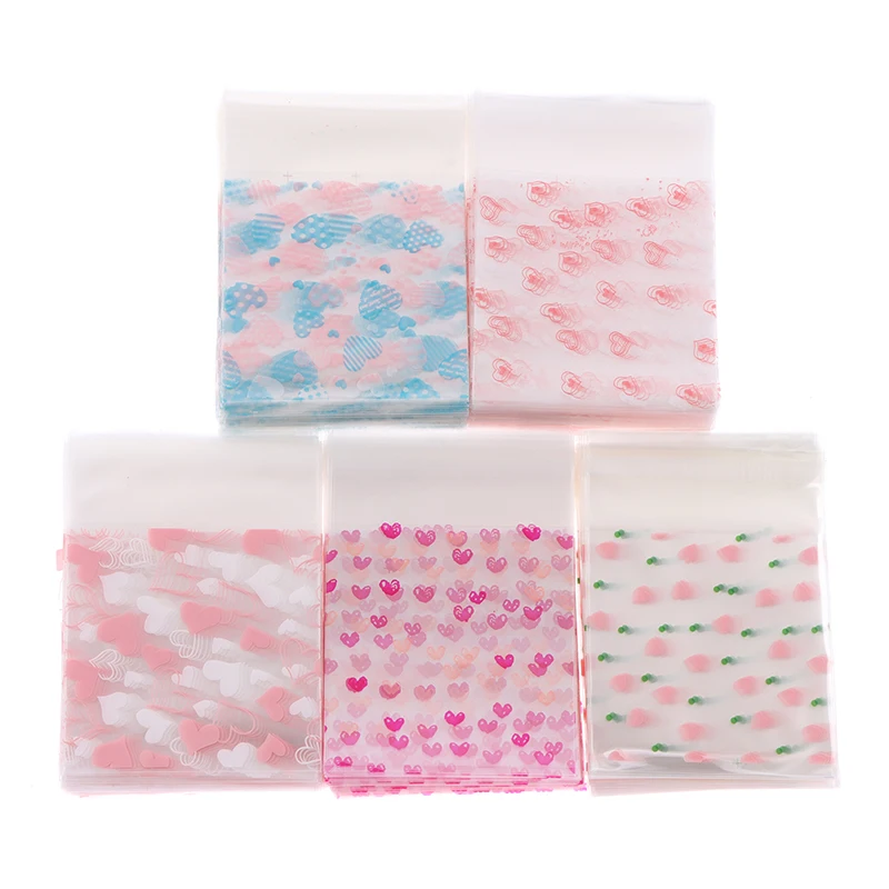 100 шт., прозрачные пакеты для конфет в форме сердца | AliExpress