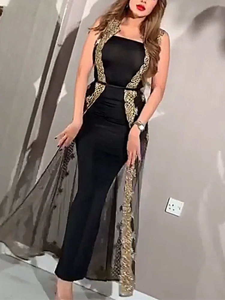 

Комплект из двух предметов, сексуальное платье для ночного клуба без бретелек, женское облегающее Сетчатое платье-футляр с разрезом, облега...