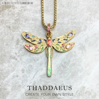 necklace golden dragonfly summer brand new fine jewelry europe 925 sterling silver gift for women