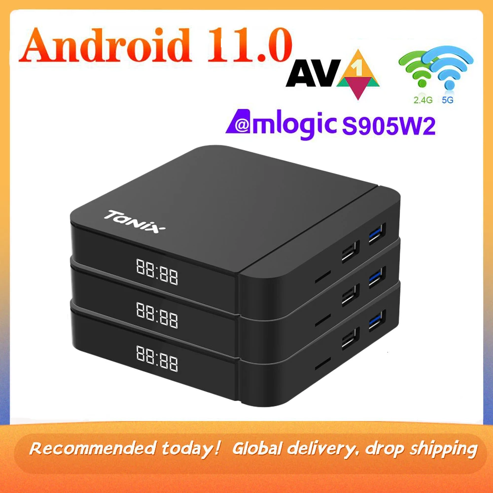 

Smart TV Box Tanix W2 Android 11 Amlogic S905W2 2GB 16GB 2.4G 5G Dual Wifi 100M BT 4K Media Player TV Set Top Box