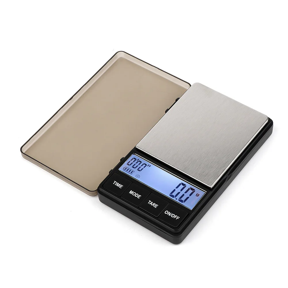 Pocket Small Coffee Scale with Timer 1000 x 0.1g Digital Gram Scale Large LCD Screen Espresso Scale with Tare Function