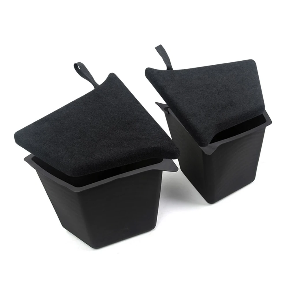 

2pcs Car Tail Trunk Boot Organizer Case Interior Accessories Rear Trunk Side Storage Box with Cover for Tesla Model Y 2021-2022