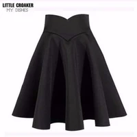 black skirt large size skirt expandable high waist pleated puff slim skirt woman skirts mujer faldas saias mulhergothic clothes