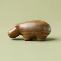 hand carved wooden animal fat hippo sculpture figurine statue unique table decoration home decor gift for christmas and birth