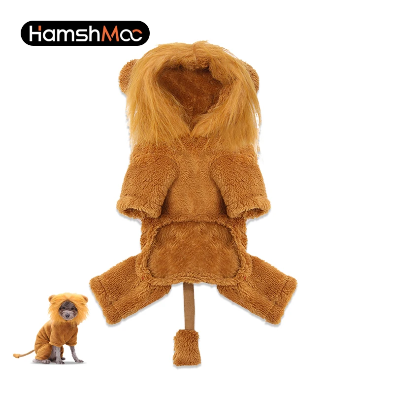 

HamshMoc Winter Lion Warm Dog Clothes Hooded Thickened Warm Pet Four Legged Coat Comfortable Anti Hair Loss for Small Medium dog