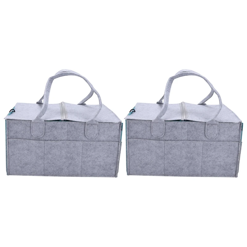 

2X Foldable Felt Baby Diaper Caddy Organiser Removable Lid Storage Bag Kid Toys Portable Bag Box
