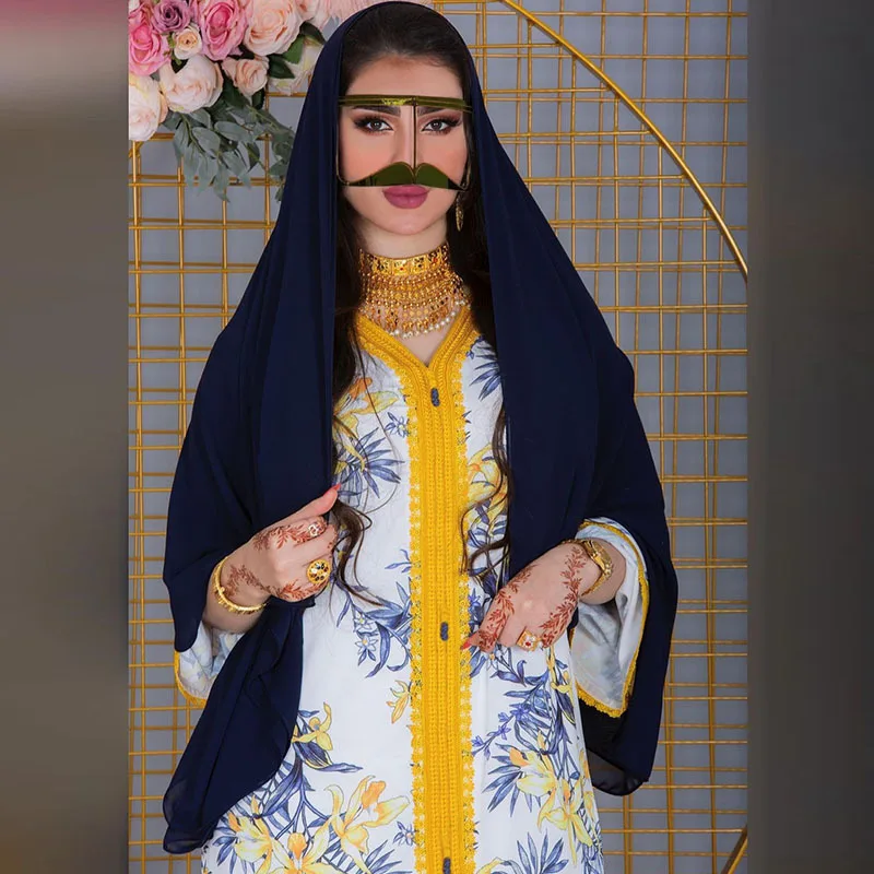 

Abaya Dubai Turkey Muslim Long Sleeve Maxi Dress for Women Moroccan Evening Robe Elegant Islamic Clothing Djellaba Femme
