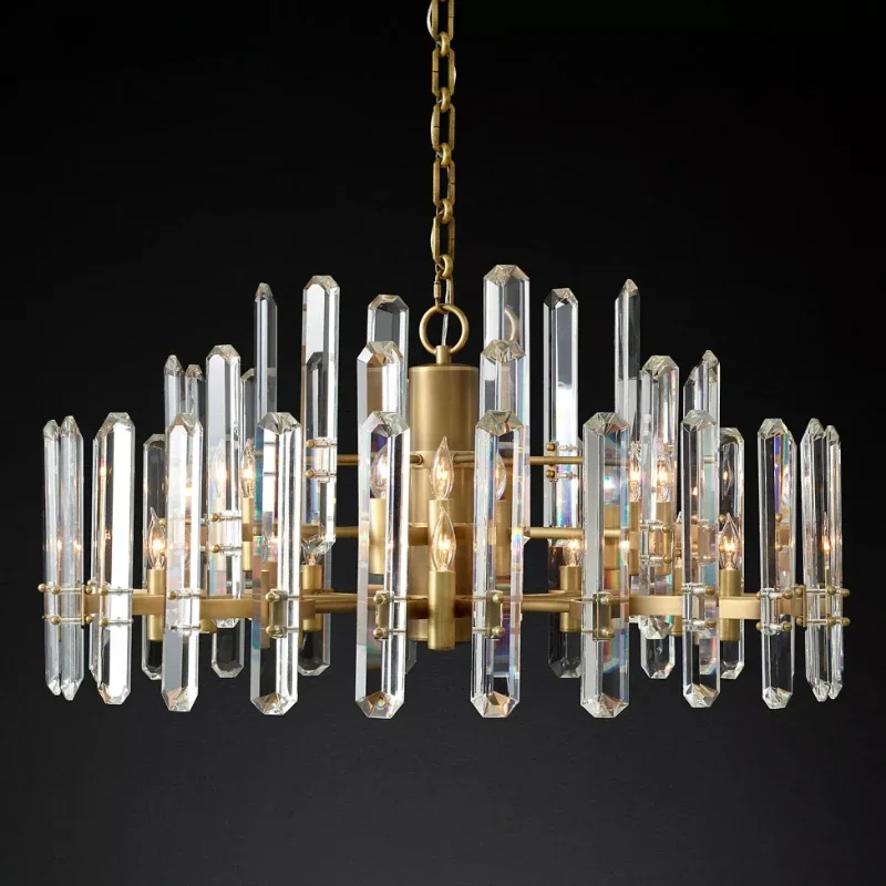 

Nordic Luxury Chandeliers LED Crystal Brass Chrome Black Metal Pendant Light for Living Dining Room Decor Hanging Lamp Luminaire