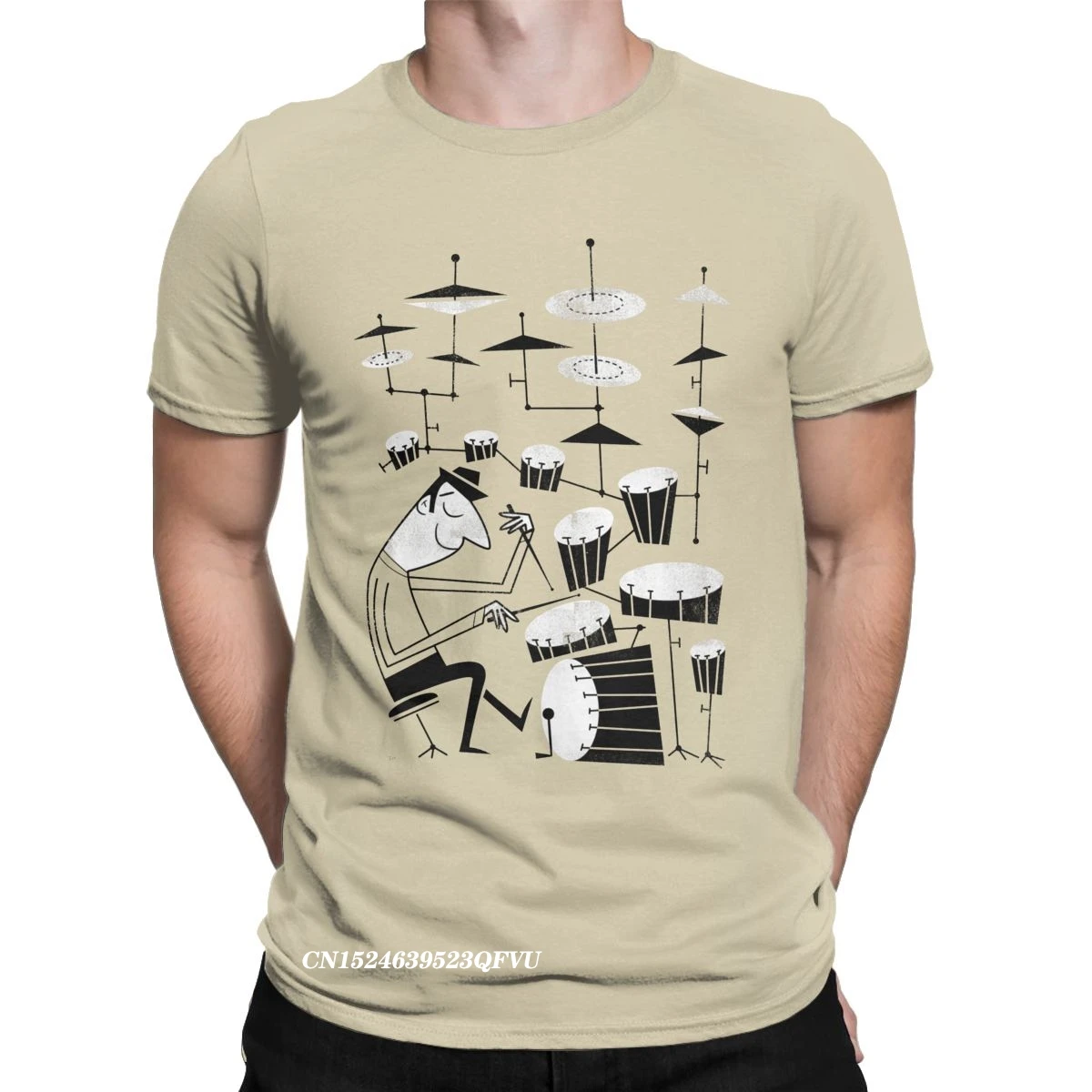 

Mens Play That Beat Tshirt Drums Retro Premium Cotton Clothes Casual Harajuku Crew Neck Tees Party T-Shirts