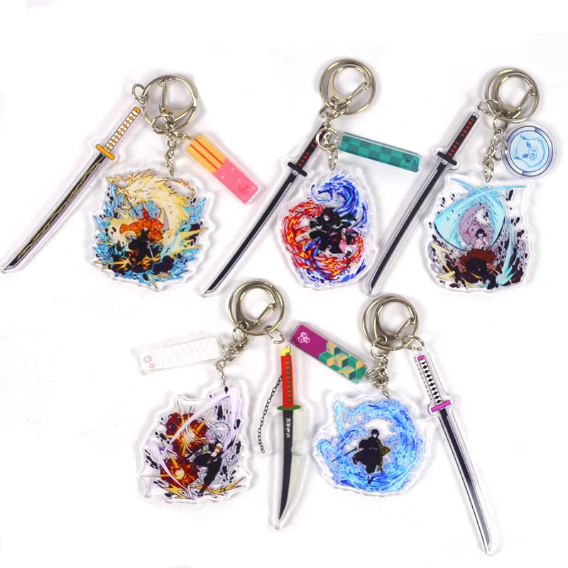 

Anime Demon Slayer Kimetsu No Yaiba Rengoku Cosplay Keyrings Acrylic Figure Kamado Nezuko Keychains Bag Car Key Chain Fans Gift