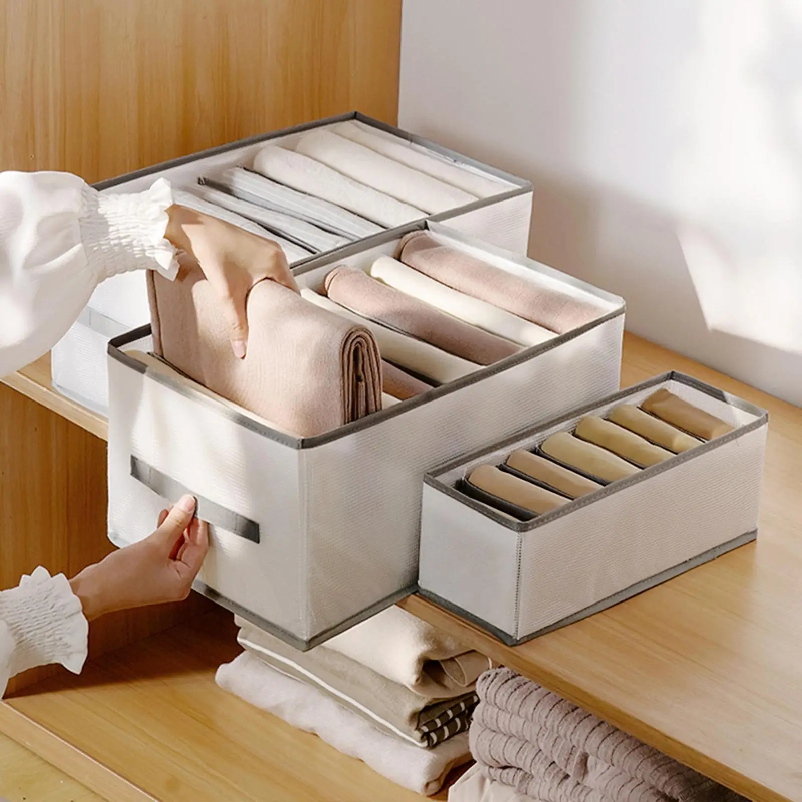 

Jeans Organizers Storage Drawer Dividers Boxes Foldable Closet Organizer Storage Shelf For Clothes Divider Pants Socks Unde X2m3