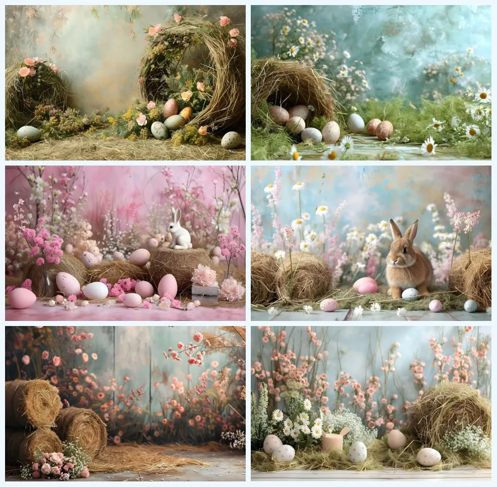 Avezano фон для фотосъемки весенний Пасхальный торт разбивать открытый зеленый