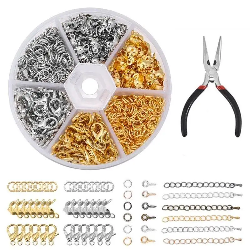

1Box DIY Jewelry Making Kits Lobster Clasp Open Jump Rings Eye Pins Connector Clasp Box Sets Bracelet Necklace Jewelry Findings