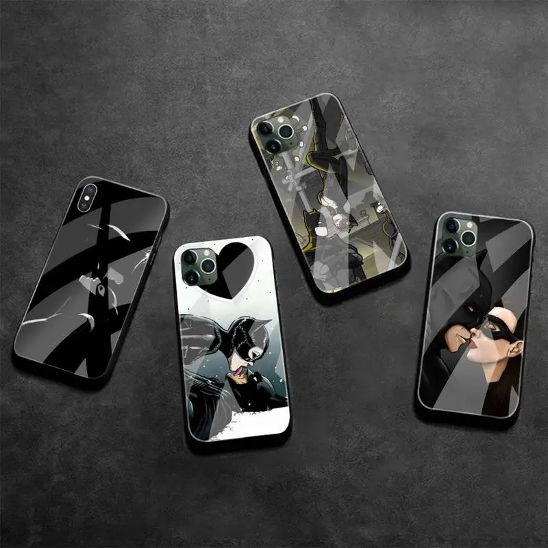 

DC Catwoman Batman Kiss Phone Case Tempered Glass For iPhone 13 12 Mini 11 Pro XR XS MAX 8 X 7 Plus SE 2020 cover