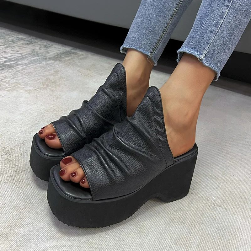 

2023 New Summer Chunky Platform Women Open Toe Slippers High Heels Shoes Sandals Flip Flops Sexy Pumps Slides Zapatillas Mujer